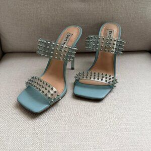 Steve Madden Lunna Studded Stiletto Sandals – Light Blue/Clear – Women’s 6